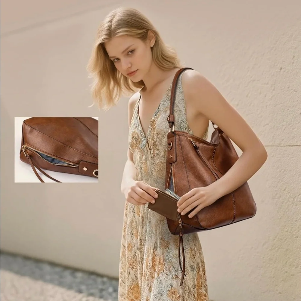 🆕 Elegant Brown Women's Bag Large-15.2 inch - Picture 5 of 8